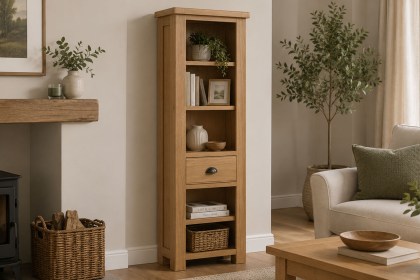 Normandy Chunky Country Oak Slim Bookcase