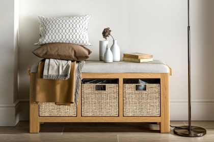 Normandy Chunky Country Oak Storage Bench