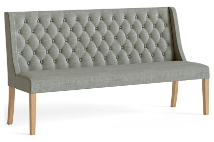Normandy Chunky Country Oak Button Back Dining Sofa Bench in Grey