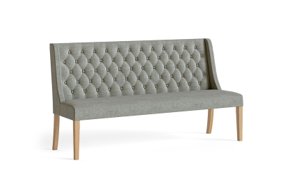 Normandy Chunky Country Oak Button Back Dining Sofa Bench in Grey