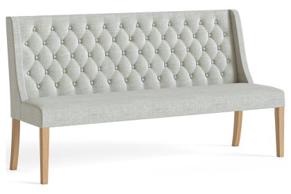 Normandy Chunky Country Oak Button Back Dining Sofa Bench in Beige