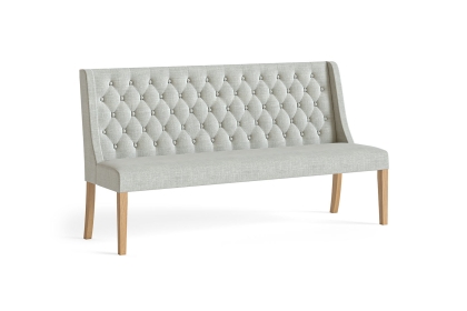 Normandy Chunky Country Oak Button Back Dining Sofa Bench in Beige