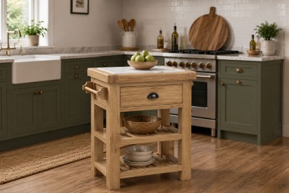Normandy Chunky Country Oak Small Kitchen Island Unit