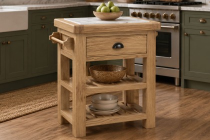 Normandy Chunky Country Oak Small Kitchen Island Unit