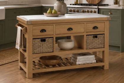 Normandy Chunky Country Oak Large Kitchen Island Unit
