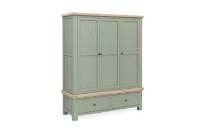 Salcombe Painted Oak Sage Green Triple Wardrobe