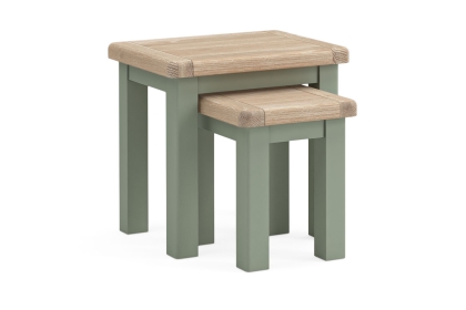 Salcombe Painted Oak Sage Green Nest Of Tables