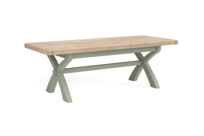 Salcombe Painted Oak Sage Green Cross-Leg Extending Dining Table