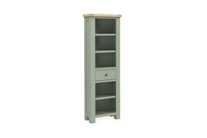 Salcombe Painted Oak Sage Green Slim Bookcase