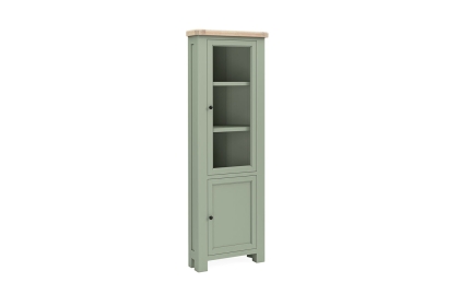 Salcombe Painted Oak Sage Green Corner Display Cabinet
