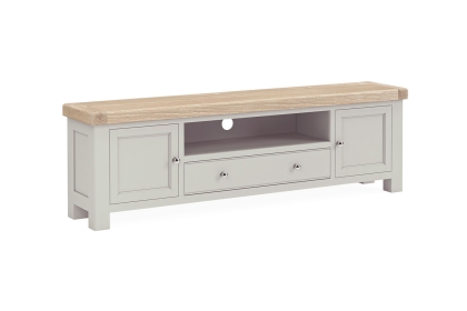 Salcombe Painted Oak Stone Grey 190cm TV Unit Salcombe Painted Oak Stone Grey 190cm TV Unit