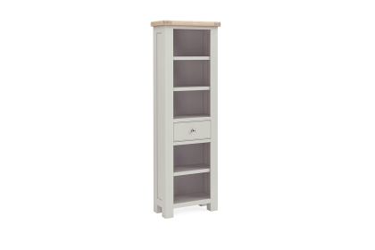 Salcombe Painted Oak Stone Grey Slim Bookcase Salcombe Painted Oak Stone Grey Slim Bookcase