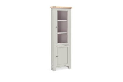 Salcombe Painted Oak Stone Grey Corner Display Cabinet Salcombe Painted Oak Stone Grey Corner Display Cabinet