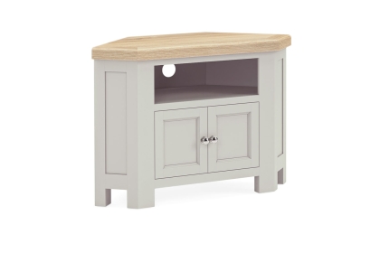 Salcombe Painted Oak Stone Grey Corner TV Unit Salcombe Painted Oak Stone Grey Corner TV Unit