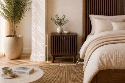 Soho Brown Oak Slatted Bedside Table