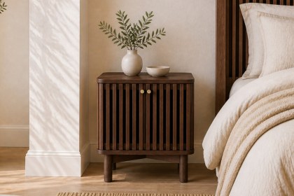 Soho Brown Oak Slatted Bedside Table