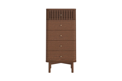 Soho Brown Oak Slatted Tallboy Chest of Drawers Soho Brown Oak Slatted Tallboy Chest of Drawers
