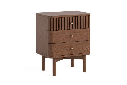 Soho Brown Oak Slatted 3 Drawer Bedside Table