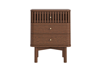 Soho Brown Oak Slatted 3 Drawer Bedside Table