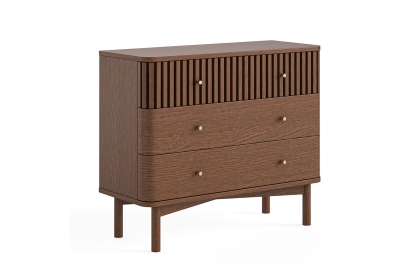 Soho Brown Oak Slatted 3 Drawer Chest of Drawers Soho Brown Oak Slatted 3 Drawer Chest of Drawers
