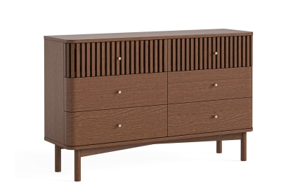 Soho Brown Oak Slatted 6 Drawer Chest of Drawers Soho Brown Oak Slatted 6 Drawer Chest of Drawers