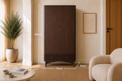 Soho Brown Oak Slatted Gents Wardrobe
