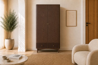 Soho Brown Oak Slatted Gents Wardrobe