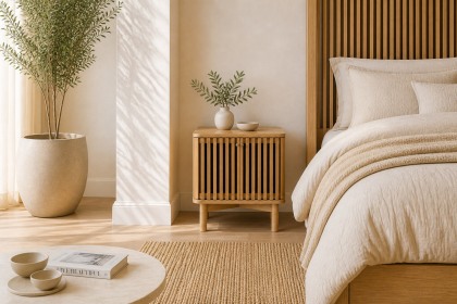 Soho Natural Oak Slatted Bedside Table