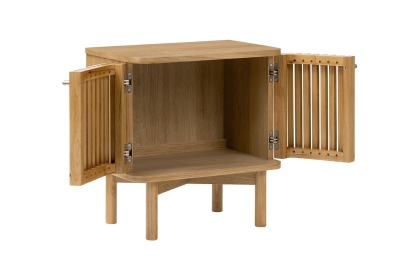 Soho Natural Oak Slatted Bedside Table
