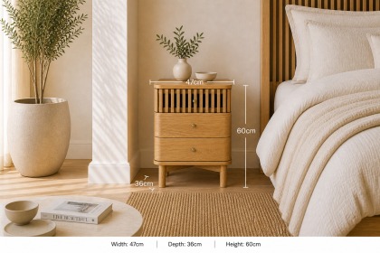 Soho Natural Oak Slatted 3 Drawer Bedside Table