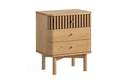 Soho Natural Oak Slatted 3 Drawer Bedside Table