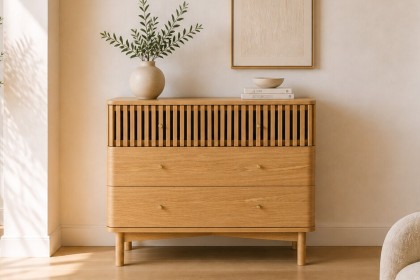 Soho Natural Oak Slatted 3 Drawer Chest of Drawers