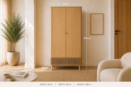Soho Natural Oak Slatted Gents Wardrobe