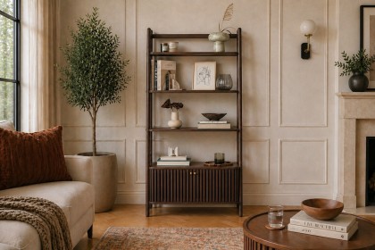 Soho Brown Oak Slatted Display Bookcase