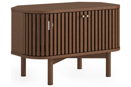 Soho Brown Oak Slatted Corner TV Unit
