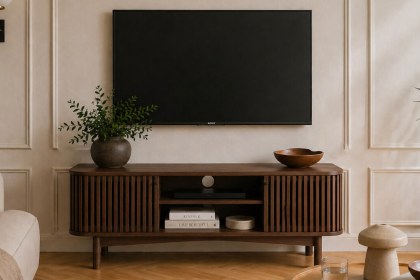 Soho Brown Oak Slatted Small TV Unit