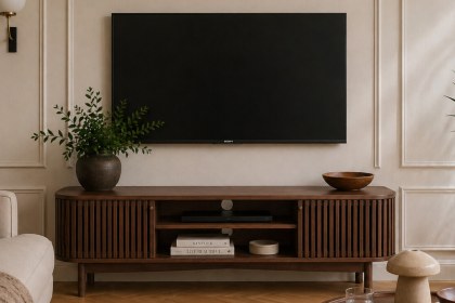 Soho Brown Oak Slatted Large TV Unit