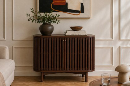 Soho Brown Oak Slatted Small Sideboard