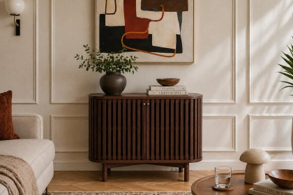 Soho Brown Oak Slatted Small Sideboard