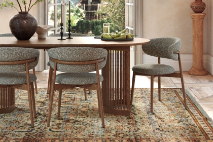 Soho Brown Oak Slatted Oval Dining Table