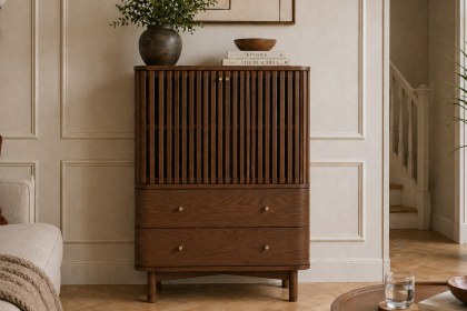 Soho Brown Oak Slatted Shoe Cabinet