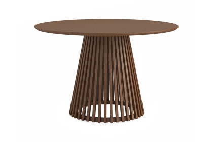 Soho Brown Oak Slatted Round Dining Table