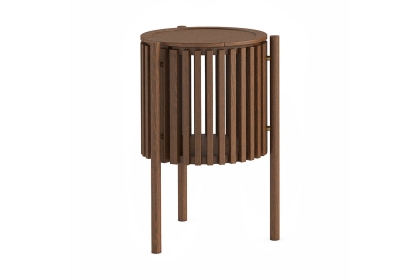 Soho Brown Oak Slatted Story Side Table Soho Brown Oak Slatted Story Side Table
