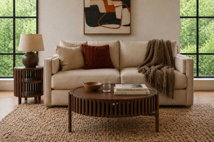 Soho Brown Oak Slatted Story Coffee Table