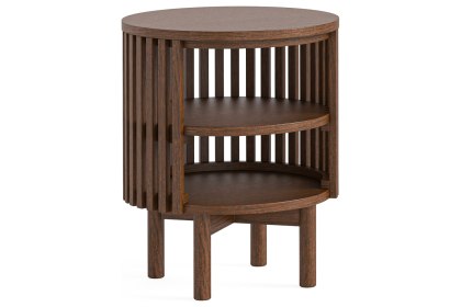 Soho Brown Oak Slatted Open Side Table