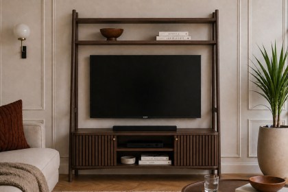 Soho Brown Oak Slatted 137cm Ladder TV Unit Soho Brown Oak Slatted 137cm Ladder TV Unit