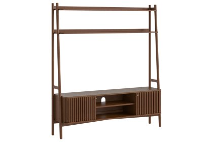 Soho Brown Oak Slatted 165cm Ladder TV Unit