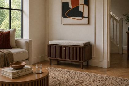 Soho Brown Oak Slatted Hallway Bench