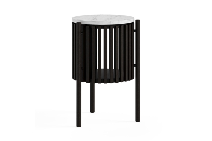 Soho Black Oak Slatted Story Side Table with Marble Top Soho Black Oak Slatted Story Side Table with Marble Top