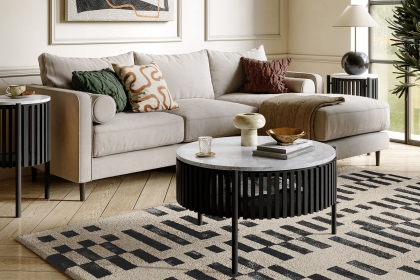 Soho Black Oak Slatted Story Coffee Table with Marble Top Soho Black Oak Slatted Story Coffee Table with Marble Top